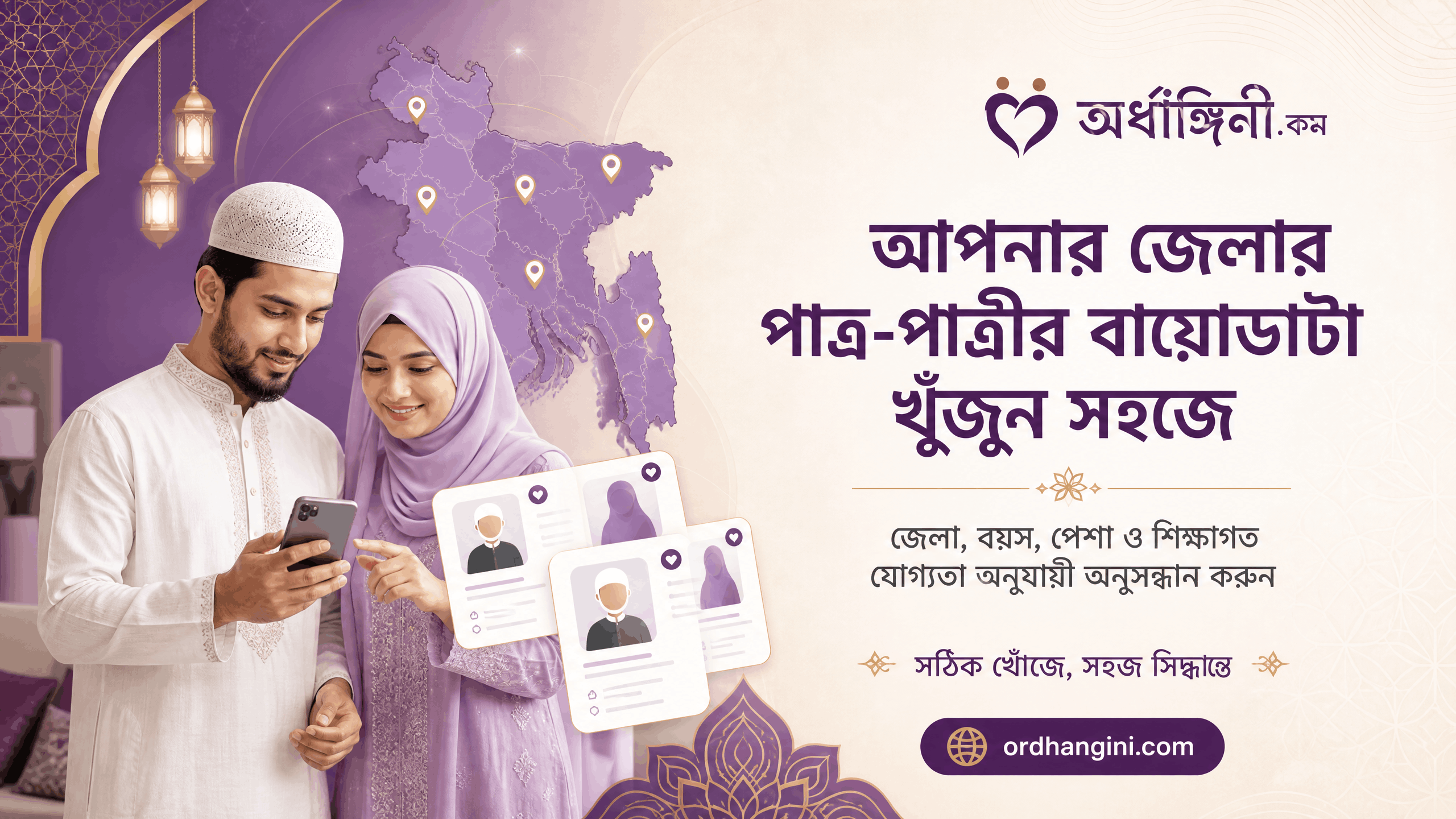 আপনার জেলার পাত্র-পাত্রীর বায়োডাটা খুঁজুন সহজে: অর্ধাঙ্গিনী.কম-এ স্মার্ট ও দায়িত্বশীল জীবনসঙ্গী অনুসন্ধান